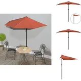 Vidaxl - Balkon-Sonnenschirm Alu-Mast Terrakotta 270x144x222cm Halbrund - Balkonschirm - Sonnenschutz - Gartensorgen - Terracotta - Aluminiumschirm
