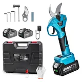 SEESII 800W Bürstenlose Astschere Akku, Akku Gartenschere mit 2 x 4,0Ah Akkus, 40mm Schnittstärke, SK5 Klingen, Elektrische Astschere für Garten, Obstbäume und Weinreben