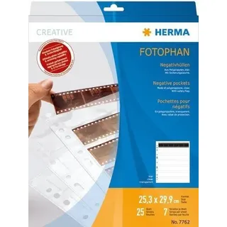 HERMA 7762 Negativhüllen transparent für 7 x 6 Streifen 25 Stück