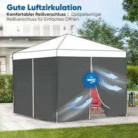 Sekey Seitenwände für Pavillon 3x3 2 Stück 3 x 3 m Grau