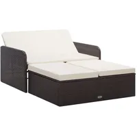 vidaXL 2-tlg Garten-Lounge-Set mit Auflagen Poly Rattan Braun