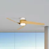 Mantra Iluminación LED-Deckenventilator Groenland M, weiß/holz, DC, leise, CCT dimmbar, Holz hell, für Wohn- / Esszimmer, Kunststoff, Modern - 122 cm - 122 cm - 21.5 cm