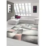 Teppich-Traum Teppich modern Teppich Wohnzimmer Teppich Kurzflor in Pastell rosa grau Größe 120x170 cm