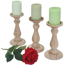 MCW Kerzenständer-Set 3er Set Holz Beige