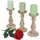 MCW Kerzenständer-Set 3er Set Holz Beige