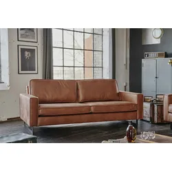 KAWOLA Sofa VILNIUS 2-Sitzer Kunstleder mit Lederanteil cognac
