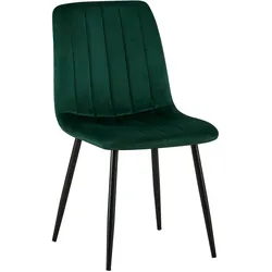 DELUKE® Stuhl LENZ Samt - 88x45x53cm, grün, Metall Gestell Stühle Esszimmerstühle Stuhl Esszimmer Esstisch Stühle Küchenstuhl