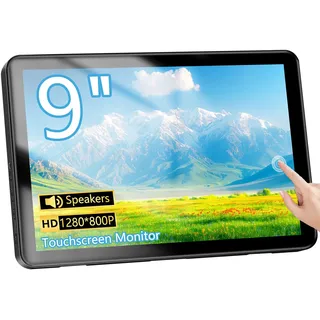 Pisichen Touchscreen Kleiner Monitor 9 Zoll HD 1280x800P Tragbarer Display, HDMI USBC Mini Monitor für PC Laptop Xbox Switch, Integrierte Lautsprecher & Ständer