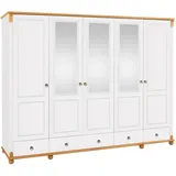 Home Affaire Kleiderschrank »Tessin«, (B/H/T ca. 245/191/59 cm), Breite 245 cm, Kiefer massiv, mit Spiegel, weiß