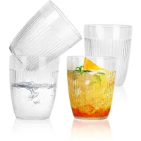 SHILIPAIJC 4 Stück Trinkgläser Set 300ml, Wassergläser Kunststoff Wiederverwendbar, Acryl Whiskey Gläser Set Cocktail Gläser Trinkglas für Saft Rotwein Milch Latte Macchiato Partei