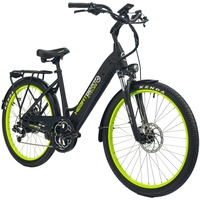 Highphoria City E-Bike 26 Zoll Tiefeinsteiger (Damen) • Elektrofahrrad für Stadt • Bafang-Motor 250W 25 km/h • 8-Gang Schaltung • Pedelec (Schwarz/Grün)