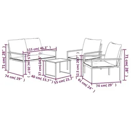 vidaXL Garten-Lounge-Set 4-tlg. anthrazit Stahl