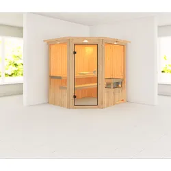 Karibu Sauna Siirin-9kWOfen int.Steuerung-Inkl.Dachkranz inkl. gratis Saunaofen im Wert von 599,99 €