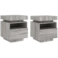 VidaXL Nachttische mit LED-Leuchten 2 Stk. Grau Sonoma 40x39x48,5