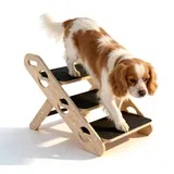Faltbare Hundetreppe,Hunde Rampe Für Das Bett,2-In-1 Klappbare Hölzerne Hunderampe Mit 3 Stufen,Langlebige Hölzerne Hundetreppe, Geeignet Für Kleine Und Mittelgroße Hunde,Haustiertreppe