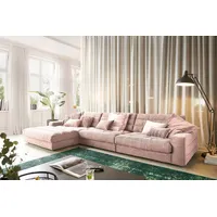KAWOLA Sofa LANA XL Ecksofa Cord rosa Recamiere links