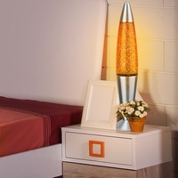 Tischlampe Lavalampe Dekoleuchte Innen Dekoration orange Glitzereffekt Leuchte