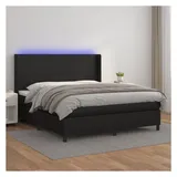 vidaXL Boxspringbett mit Matratze & LED Schwarz 180x200 cm Kunstleder