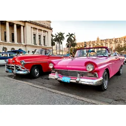 Fototapete PAPERMOON "Havana Oldtimers", bunt (mehrfarbig), B:3,5m L:2,6m, Vlies, Tapeten