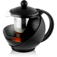 HOTUT Round Tea Pot,750ml Teekanne aus Glas,Borosilikat Glas Teebereiter mit Abnehmbare Edelstahl Sieb und Glas-Deckel,Hitzebeständig Glaskanne,zur Zubereitung von Losen Tees, Blumentee, Tropffrei