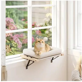 PawHut Heizungsliege, 50x36cm Katzen Katzenliege mit verstellbarer Halterung, Creme