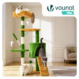 VOUNOT Kratzbaum 112 cm Grün/Orange
