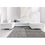 DOMO collection Wohnlandschaft DOMO COLLECTION "Star, zeitloses und elegantes Design, viel Platz, Breite 304cm, U-Form", weiß, B:304cm H:74cm T:82cm, Struktur (90% Polyester und 10% Polyacryl);Kunstleder Softlux;Microfaser Primabelle (100% Polyester), Sofas,