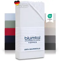 Blumtal® Baumwolle Spannbettlaken für Topper 120x200 cm Basics Jersey im 2er Set - Bettlaken 120x200 cm - Oeko-TEX zertifiziertes Spannbetttuch 120x200 - Topper Spannbettlaken 120x200 - Weiß