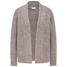 GOLDNER Elegante Grobstrickjacke taupe/melange 54