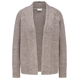 GOLDNER Elegante Grobstrickjacke taupe/melange 54