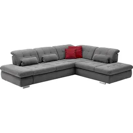 die planbar Ecksofa DIE PLANBAR "MP-IN17004 L-Form", grau, B:323cm H:84cm T:124cm, 100% Polyester, Sofas, Ecksofa, wahlweise mit Bettfunktion, Sitztiefen- und Kopfteilverstellung