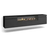 SKRAUT HOME TV-Schrank, Lowboard, Für TV-Geräte bis zu 80“, Elektrokamin. Hängend, Schwarz - Schwarz
