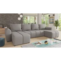 Wohnlandschaft Cleo U mit Schlaffunktion - U-Form Couch, Ecksofa mit Bettkasten, Couchgranitur mit Bettfunktion, Polsterecke, Big Sofa (Grau (Soro ... - Grau