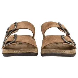 ROHDE Damen Pantolette mit zwei Schnallen aus Velourleder Rodigo-D 5893, Größe:39 EU, Farbe:Beige - 39