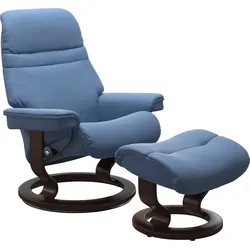Relaxsessel STRESSLESS "Sunrise", blau (lazuli blau), Material Bezug, Ausführung Funktion, Größe B/H/T, Sessel, mit Classic Base, Größe M, Gestell Braun