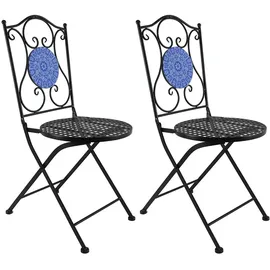 Hti-Living Gartenstuhl 2er-Set 39 x 53 x 92,5 cm schwarz