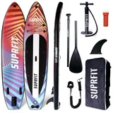 SF SUPRFIT SUP-Board Stand-Up-Paddling Board Optical, als aufblasbares Komplett-Set, Stand Up Paddle Board mit doppelter PVC Schichtung, Optimal ab 60 kg, max 140 kg - 330 x 78 x 15 cm bunt