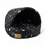 ODOLPLUSZ Hundehütte Hundehöhle Exklusives Haus Hund oder Katze | 2 Größen Komfortabel und Waschbar (Schwarz mit Pfoten, M)