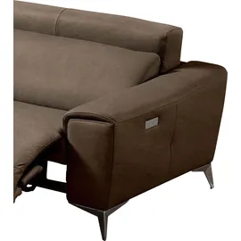 Egoitaliano Ecksofa »Suzette, Designsofa mit hohem Sitzkomfort« mit Recamiere, inkl. 1 elektronischen Relaxfunktion, L-Form braun