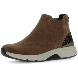 Chelseaboots GABOR ROLLINGSOFT, Damen, Gr. 38, braun (cognac), Veloursleder, Elastischer Einsatz, sportlich, Schuhe, Plateau, High Top-Sneaker, Schnürschuh mit Grip-Profil