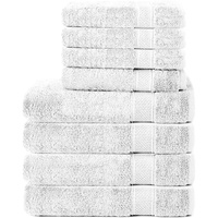 Komfortec 8er Handtuch Set aus 100% Baumwolle, 4 Badetücher 70x140 und 4 Handtücher 50x100 cm, Frottee, Weich, Towel, Groß, Weiß