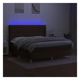 vidaXL Boxspringbett mit Matratze & LED Dunkelbraun 160x200 cm Stoff