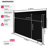 Tectake Aluminium Doppel Seitenmarkise 160 x 600 cm