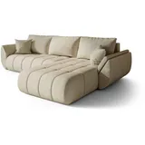 cornero Eckcouch Velours 3-Sitzer Beige