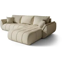 cornero Eckcouch Velours 3-Sitzer Beige