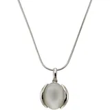 ZEEme Kette mit Anhänger Silber 925 rhodiniert mit echtem Mondstein 16 x 12mm Weiß