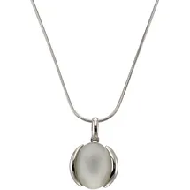 ZEEme Kette mit Anhänger Silber 925 rhodiniert mit echtem Mondstein 16 x 12mm Weiß
