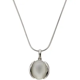ZEEme Kette mit Anhänger Silber 925 rhodiniert mit echtem Mondstein 16 x 12mm Weiß