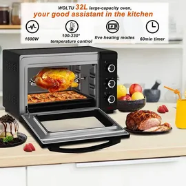Woltu Mini Backofen 32 L, 1600 W, Schwarz