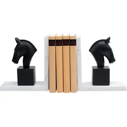 Buchstütze KARE DESIGN "Buchstütze Horse (2/Set)", schwarz, T:8cm, Polyresin, Buchstützen